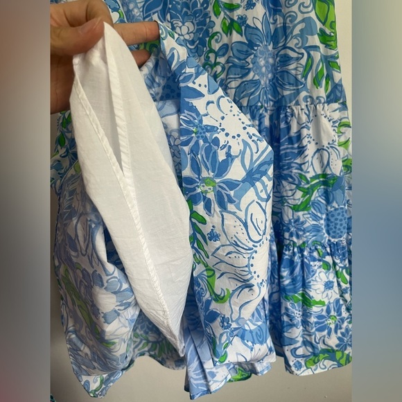 Lilly Pulitzer Trina Poplin Swing Modest Dress Suns Out Frenchie Blue Small - Picture 8 of 10
